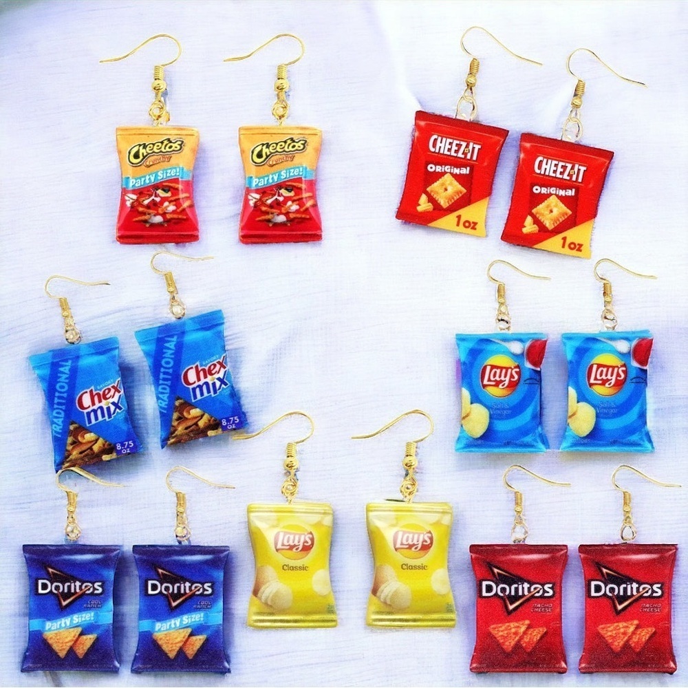 Snack Attack: Grab Your Chip Bag Earrings - Choose from Tasty Designs! 8 Styles!